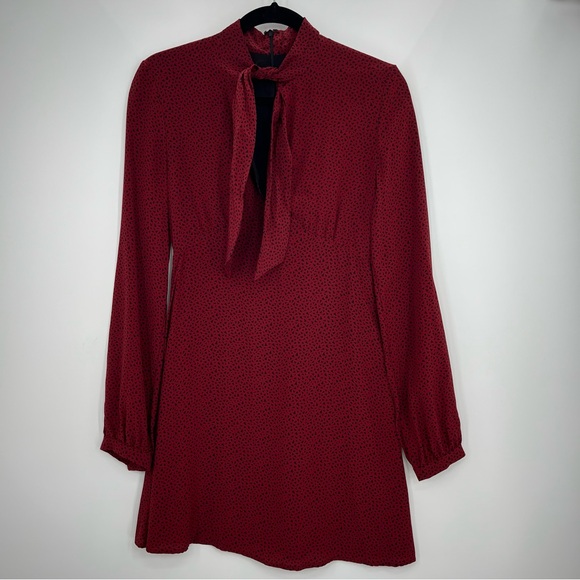 Yves Saint Laurent Silk Mini Dress Long Sleeve Polka Dot Keyhole Bodycon F36 YSL - Picture 9 of 16